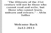 Welcome Back 2o12-2013