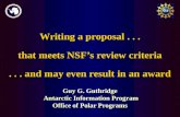 Writing a proposal . . . that meets NSF’s review criteria . . . and may even result in an award