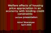 Welfare effects of housing price appreciation in an economy with binding credit constraints