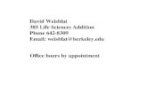 David Weisblat 385 Life Sciences Addition Phone 642-8309 Email: weisblat@berkeley.edu