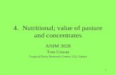 4.  Nutritional; value of pasture and concentrates