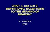 CHAP. 4, part 1 of 3: DEFINITIONAL EXCEPTIONS TO THE MEANING OF HEARSAY