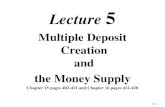 Lecture  5 Multiple Deposit Creation  and  the Money Supply Chapter 15 pages 402-411 and Chapter 16 pages 412-420