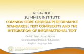 RESA/DOE SUMMER INSTITUTE Common Core Georgia Performance Standards: Text Complexity and the Integration of Informational Text