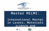 Master MILMI: International Master in Lasers,  Materials  science and Interactions