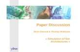 Paper Discussion Reim Doumat & Thomas Watteyne « Simulation of Soc Architectures »