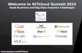 Welcome  to  IGTcloud Summit  2013 SaaS  Business and Big Data Analytics Challenges