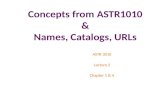 Concepts from ASTR1010 & Names, Catalogs, URLs