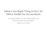 What’s the Right Thing to Do? An Ethics Toolkit for Accountants