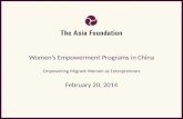 Women’s Empowerment Programs in China Empowering Migrant Women as Entrepreneurs February 20, 2014