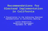 Recommendations for Olmstead Implementation in California