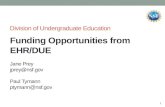 Division of Undergraduate Education Funding Opportunities from EHR/DUE Jane Prey jprey@nsf.gov Paul  Tymann ptymann@nsf.gov