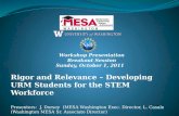 Workshop Presentation Breakout Session Sunday, October 1, 2011   Rigor and Relevance – Developing URM Students for the STEM Workforce