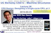 inst.eecs.berkeley.edu/~cs61c UC Berkeley CS61C : Machine Structures Lecture 26 CPU Design: Designing a Single-cycle CPU, pt 2 2010-03-31