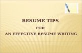 Resume Tips For An Effective Resume Writing