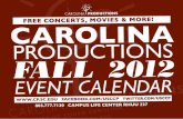 Carolina Productions Fall 2012 Event Calendar