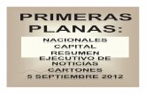 Primeras Planas Nacionales y Cartones 5 Septiembre 2012