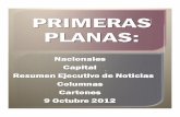 Primeras Planas Nacionales y Cartones 9 Octubre 2012