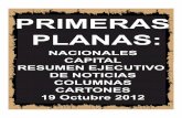Primeras Planas Nacionales y Cartones 19 Octubre 2012
