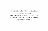 Novedades Hemeroteca :: Agosto 2011 :: Biblioteca Karl C. Parrish :: Universidad del Norte