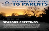 HM Letter to Parents December 2014