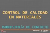 Propiedades de Los Materiales Control de calidad de los materiales en la mamposteria estructural