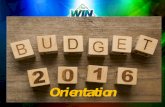2016 Budget Orientation