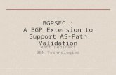 BGPSEC : A BGP Extension to Support AS-Path Validation Matt Lepinski BBN Technologies.