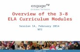 EngageNY.org Overview of the 3-8 ELA Curriculum Modules Session 1A, February 2014 NTI.