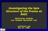 Investigating the Spin Structure of the Proton at RHIC Los Alamos National Lab Christine Aidala May 15, 2009 Jefferson Lab.