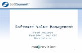 1 Fred Amoroso President and CEO Macrovision Software Value Management.