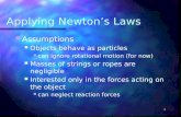 1 Applying Newton’s Laws Assumptions Assumptions Objects behave as particles Objects behave as particles can ignore rotational motion (for now) can ignore.