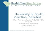 © Healthcare Simulation South Carolina healthcaresimulationsc.com University of South Carolina, Beaufort Mary Ann Jarmulowicz PhD, RN, MSN, BC-GNP Simulation.