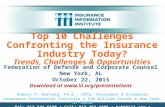 Top 10 Challenges Confronting the Insurance Industry Today? Trends, Challenges & Opportunities Federation of Defense and Corporate Counsel New York, AL.