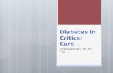 Diabetes in Critical Care Rhonda Jensen, RN, MS, CDE.