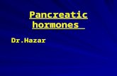 Pancreatic hormones Dr.Hazar Dr.Hazar. Pancreatic Hormones Pancreatic Hormones Insulin Amylin Glucagon Somatostatin Pancreatic Polypeptide.