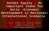 Gender Equity : An Important Stake for Socio –Economic Development in National/ International Scenario This theme is illustrated under nine sub –heading/segments.