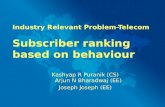 Industry Relevant Problem-Telecom Subscriber ranking based on behaviour Kashyap R Puranik (CS) Arjun N Bharadwaj (EE) Joseph Joseph (EE)