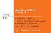 DINING on CAMPUS FALL 2015 Meal Plan Options Where Can I Eat on Campus? Nutritional Information Contact Dining Services 2015, Auxiliary Services – Dining.