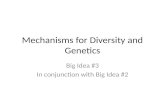 Mechanisms for Diversity and Genetics Big Idea #3 In conjunction with Big Idea #2.