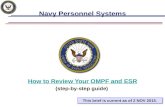 Navy Personnel Systems How to Review Your OMPF and ESR (step-by-step guide) This brief is current as of 2 NOV 2015.