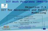 ICT Work Programme 2009-10 Objective 7.3 ICT for Governance and Policy Modelling Aniyan Varghese European Commission DG INFSO ICT for Government & Public.