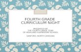 FOURTH GRADE CURRICULUM NIGHT PRESENTED BY: THE FOURTH GRADE TEAM OF HIGHLAND ELEMENTARY SCHOOL SANFORD, NORTH CAROLINA.