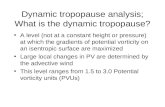 Dynamic tropopause analysis; What is the dynamic tropopause? A level (not at a constant height or pressure) at which the gradients of potential vorticity.