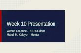 Week 10 Presentation Wesna LaLanne - REU Student Mahdi M. Kalayeh - Mentor.