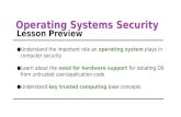 Operating Systems Security Lesson Preview ●Understand the important role an operating system plays in computer security ●Learn about the need for hardware.