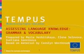 1 ASSESSING LANGUAGE KNOWLEDGE: GRAMMAR & VOCABULARY Prepared by Maria Verbitskaya, Elena Solovova, Svetlana Sannikova Based on material by Carolyn Westbrook.