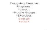 Designing Exercise Programs: *Layout *Muscle Groups *Exercises SHMD 139 6/5/2013 1.