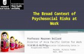 The Broad Context of Psychosocial Risks at Work Professor Maureen Dollard Director of Asia Pacific Centre for Work Health & Safety A World Health Organization.