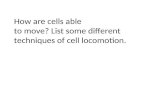 How are cells able to move? List some different techniques of cell locomotion.
